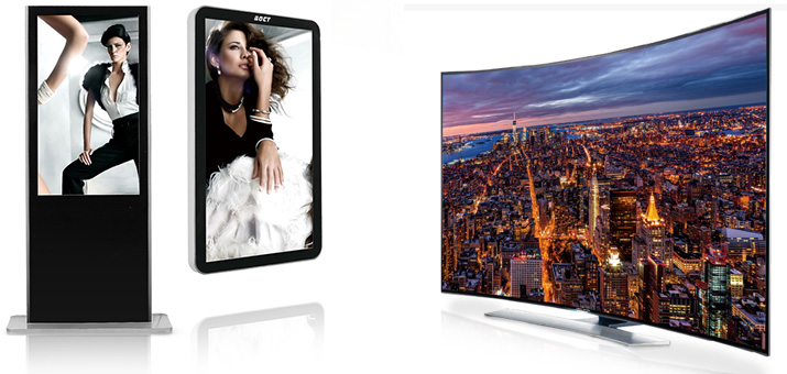 TV en color de pantalla grande curvada, imagen de ultra alta definición