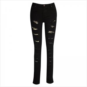 Todo sobre jeans pitillo negros rasgados WS1015