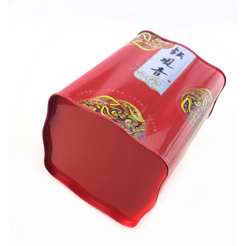 Caja de lata de té chino cuadrado tradicional con tapa doble