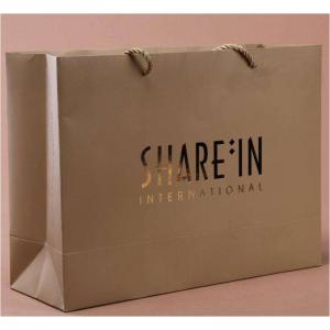 Bolsas de papel de arte laminado dorado mate con logotipo propio