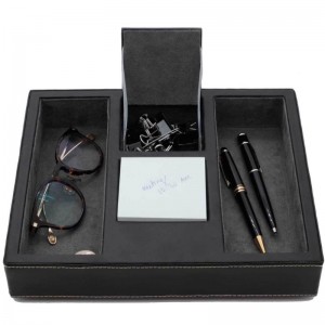 Bandeja de Valet de cuero negro