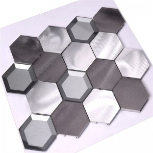 Teja de mosaico de cristal del hexágono de cristal de la mezcla de aluminio del metal para la pared Backsplash de la cocina
