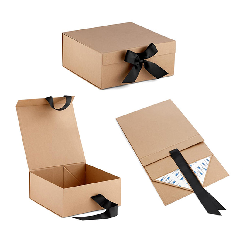 Caja de papel kraft reciclado rígida plegable
