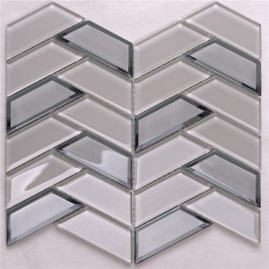 HMB32 Beidge Honed Herring Bone 12x12 Cantera decorativa Mosaico de vidrio biselado