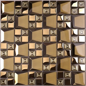 HDT04 Seling caliente biselado galvanizado oro rosa color vidrio mosaico azulejos