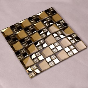 HDT04 Seling caliente biselado galvanizado oro rosa color vidrio mosaico azulejos