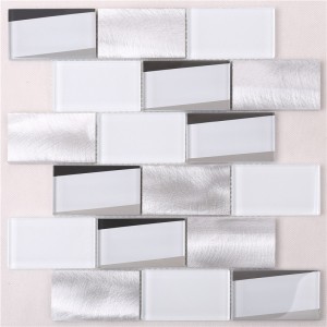 HMB12 Nueva llegada Super White Glass Metal 12x12 mosaicos de calidad superior para cocina