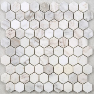 Medallón blanco de las tejas de mosaico del mármol del hexágono de Carrara SDL40 para las tejas de la cocina del cuarto de baño