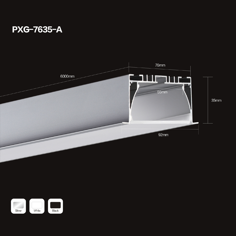 Perfil de aluminio empotrado LED de 0,5 m 1 m 2 m 3 m para aplicación de luz de tira LED