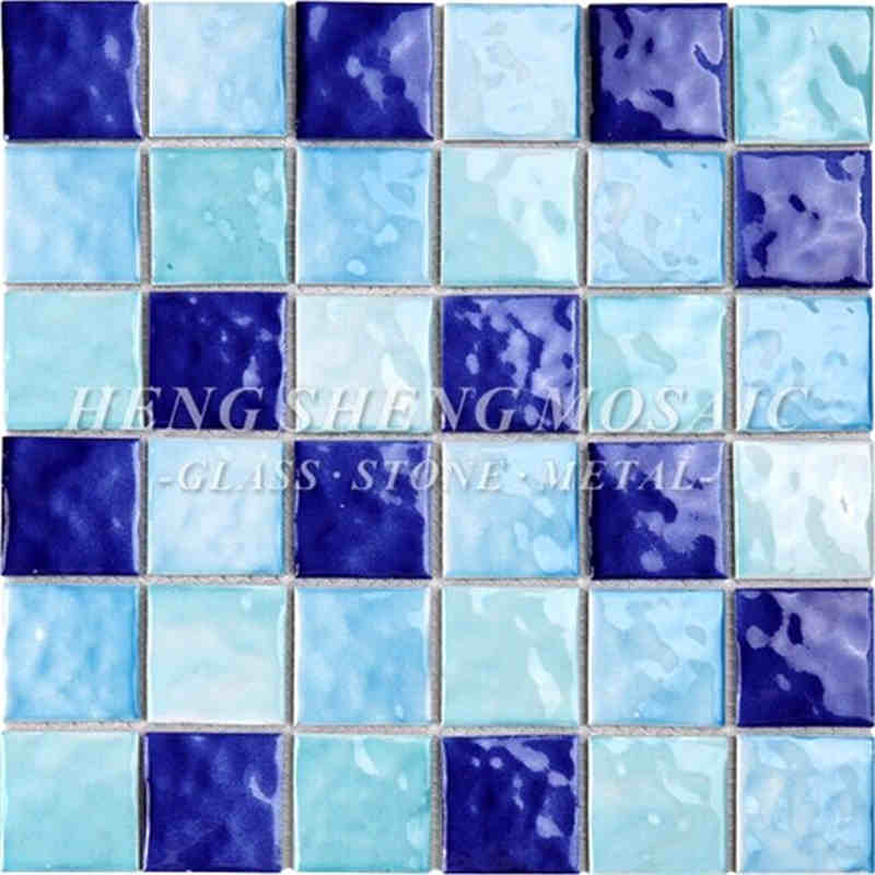 Ondulado 3D Antideslizante Color del caramelo Cerámica azul y blanca Piscina Swmming Azulejo de vidrio mosaico Baño Spa Porcelana Mosaico Decoración Paredes