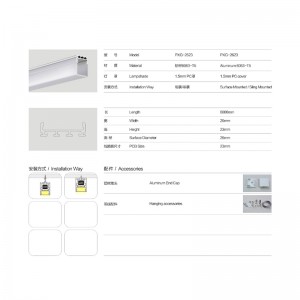 Suspensión / clip de LED lineal de la carcasa de la luz, de aluminio, cubierta helada, accesorios, accesorios