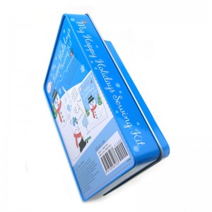 Nuevo diseño pequeño rectangular caja de lata de regalo de Navidad con ventana