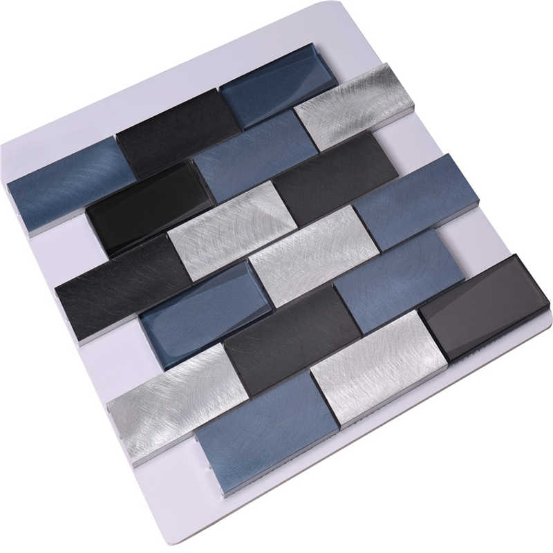 Azulejos de pared de cocina de mosaico de aluminio azul entrelazado