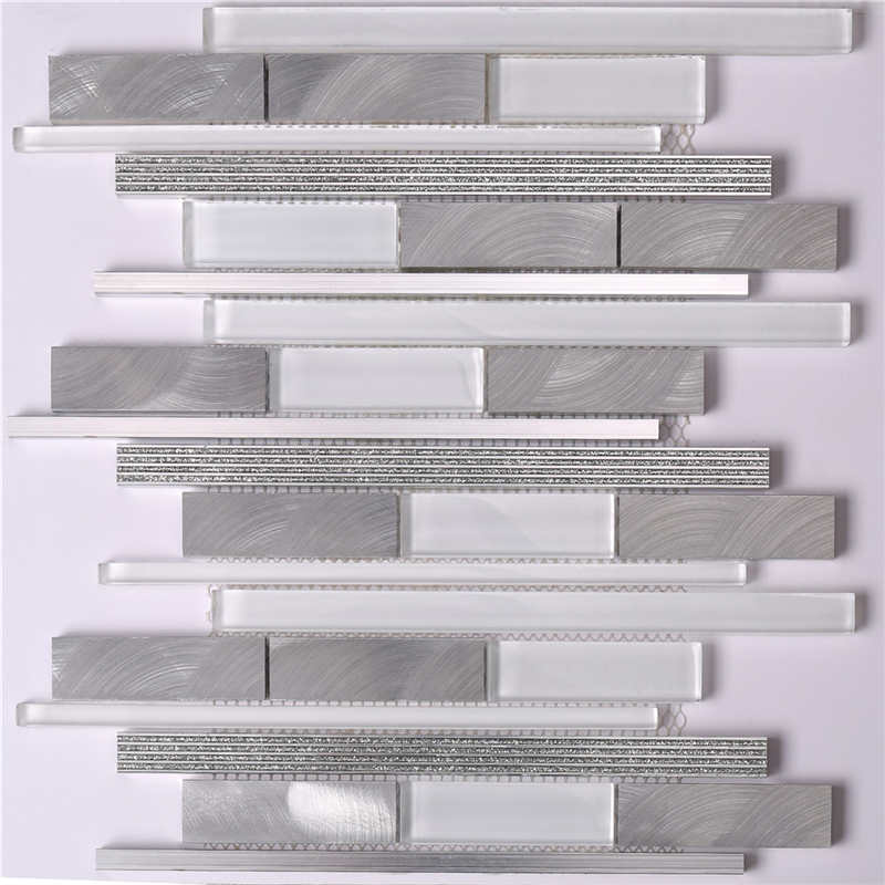 Azulejos de mosaico de pared de baño de aluminio y aluminio súper blanco