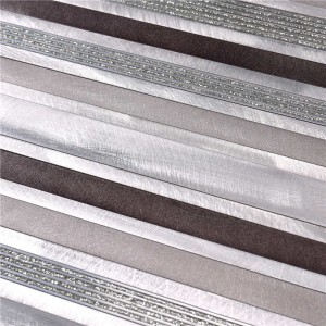 Azulejo de borde de pared de mosaico de vidrio mezcla de aluminio lineal