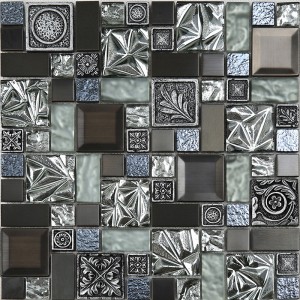 Mezcla de resina lámina de oro y mosaico cerámico metálico de cerámica roto.