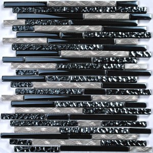 Los proveedores de China mezclaron la cocina decorativa romana de electrochapado del mosaico de la pared del negro del color