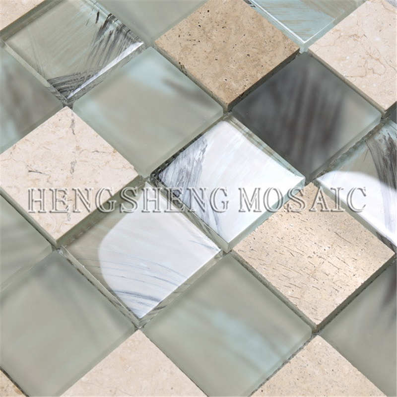 YMS23 Antique Salon Decoration Walls Mosaic Glass Mixed Ceramic Pattern Tile
