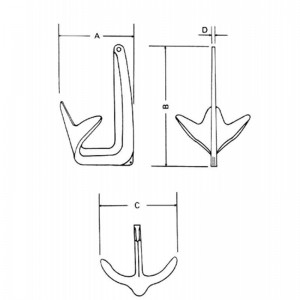 Ancla de Bruce galvanizada para barco