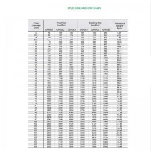 Cadena de anclaje ordinaria sin grado de grado 2