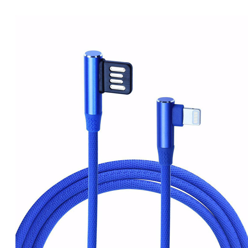 KPS-6402CB Cable USB trenzado de tela de 90 grados a doble cara