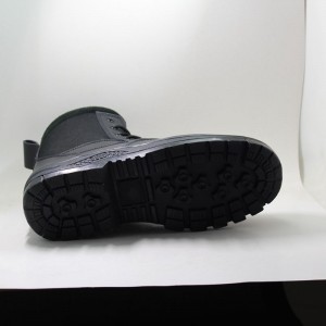 Botín militar de cuero genuino de tobillo alto negro