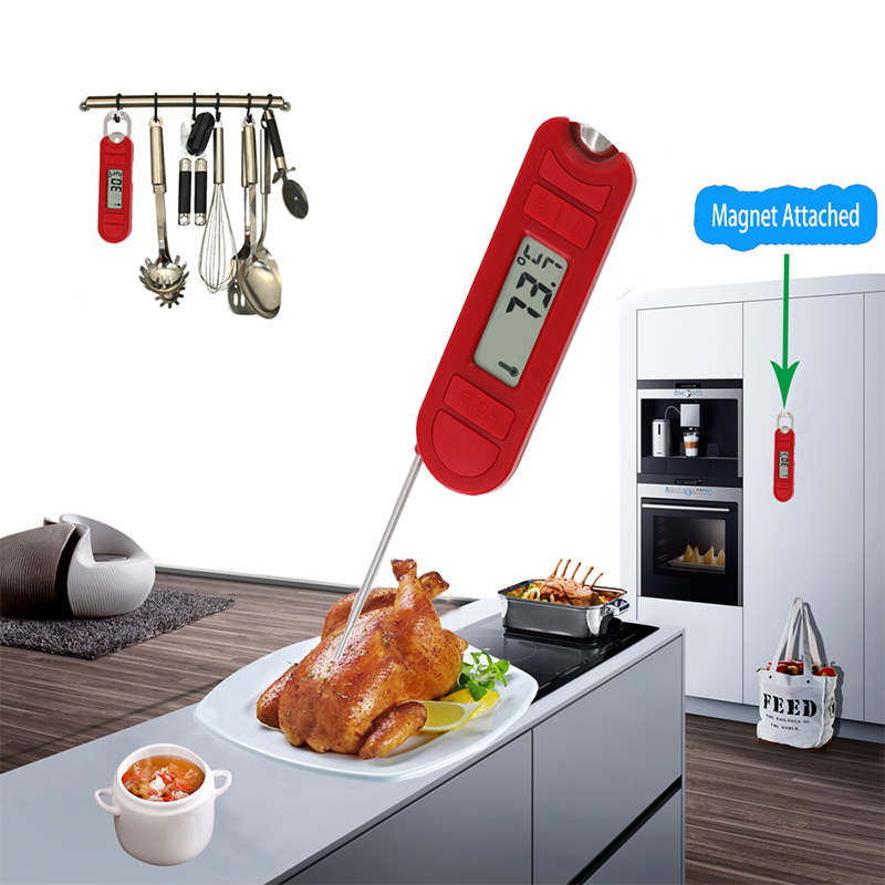2019 Utensilios de cocina Red Digital Food Meat Thermometer Cooking BBQ Grill