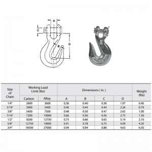 Aleación de acero forjado G70 A-330 Clevis gancho agarrador YZ