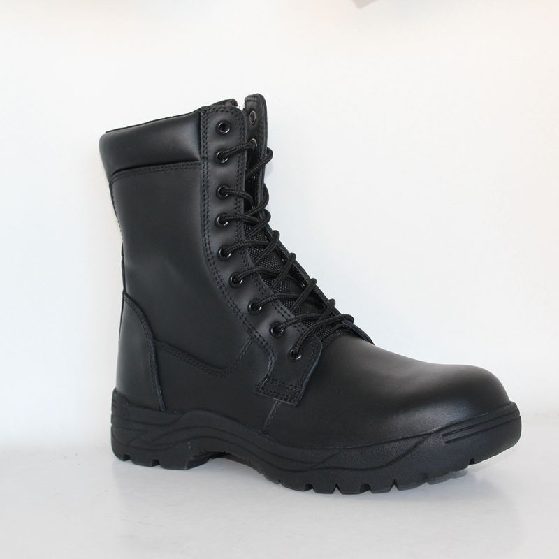 Botas militares negras de combate de cuero de grano completo