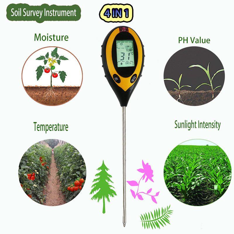 Dataloggers Sondas de humedad del suelo Alta precisión Termómetro de medición de pH del suelo