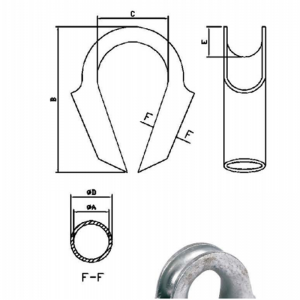 Dedal de tubo de acero galvanizado en caliente para cuerda de fibra