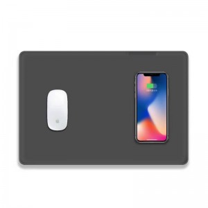 KPS-HBQ22 2in1 Custom QI 5W de cuero de alta calidad delgado mouse pad cargador inalámbrico
