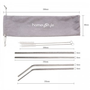 SUS304 (18/8) Metal Straw | Pajas de beber de acero inoxidable de grado alimenticio | Pajitas reutilizables de metal