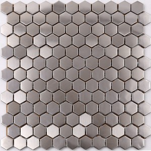 Azulejo trasero de alta calidad superior del chapoteo de la cocina del mosaico del metal del acero inoxidable del hexágono