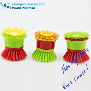 AKDB002 Cepillo para platos de limpieza de cocina en forma de flor pequeña y práctica