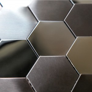 Teja de Backsplash del cuarto de baño de la cocina del mosaico del acero inoxidable del metal del hexágono del metal del hexágono 3D