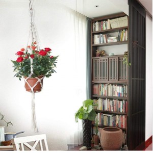 Cuerda de algodón hecha a mano. Colgador de plantas para macetas redondas y cuadradas de regalo (olla no incluida)