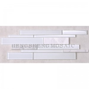 HSD131 Venta Caliente Último Diseño Blanco Mármol de Mármol de Carrara Mosaico de Vidrio Cocina Backsplash Azulejo de Metro