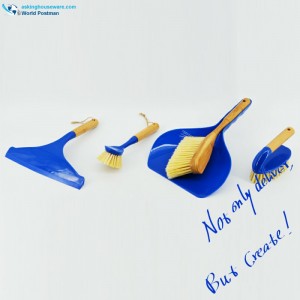 Juego de cepillos de limpieza de asa de bambú para el hogar Akbrand 4en1 en color azul profundo