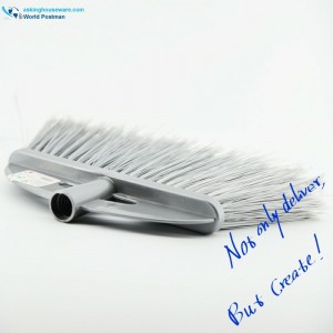 Cabeza de escoba de plástico Akbrand con tablero de cepillo simple y cerdas largas y grises