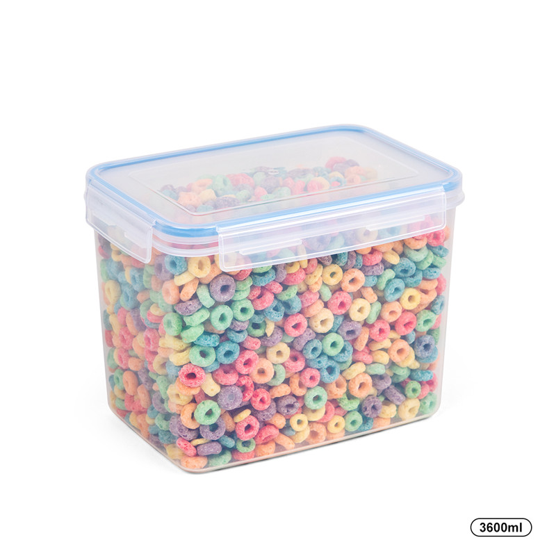 Recipientes de almacenamiento de cereales a prueba de fugas de plástico libres de BPA con tapas de cierre - Juego de 4 (122.99 oz / 3.6L)