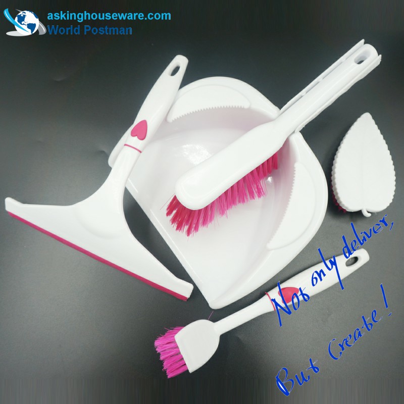 Akbrand Dustpan Brush Seta Escobilla Escobilla para lavaplatos Cepillo para fregar Cepillo 4 en 1 Juego de herramientas de limpieza