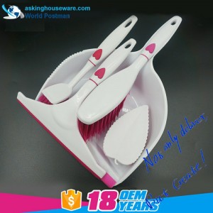 Akbrand con forma de corazón Decoración Cepillo para el polvo Escoba Escobilla Escobilla de vidrio Plato Cepillo Cepillo para fregar 4 en 1 Juego de herramientas de limpieza