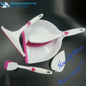 Akbrand con forma de corazón Decoración Cepillo para el polvo Escoba Escobilla Escobilla de vidrio Plato Cepillo Cepillo para fregar 4 en 1 Juego de herramientas de limpieza