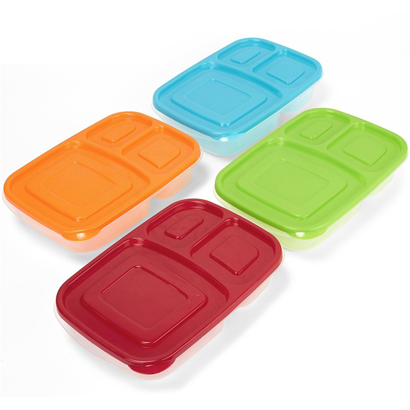 Portátil Fácil Escuela / Oficina 3 compartimentos Bento Lunch Box Comida Comida Prep. Envases