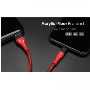 Cable USB C 3.0, cable USB Tipo C Carga rápida Cable USB a teléfono móvil para Samsung Galaxy S8, S9 Plus, Nota 8, LG v20, G6, G5, v30, Google Pixel 2 XL, Nexus 6-3 Pack rojo