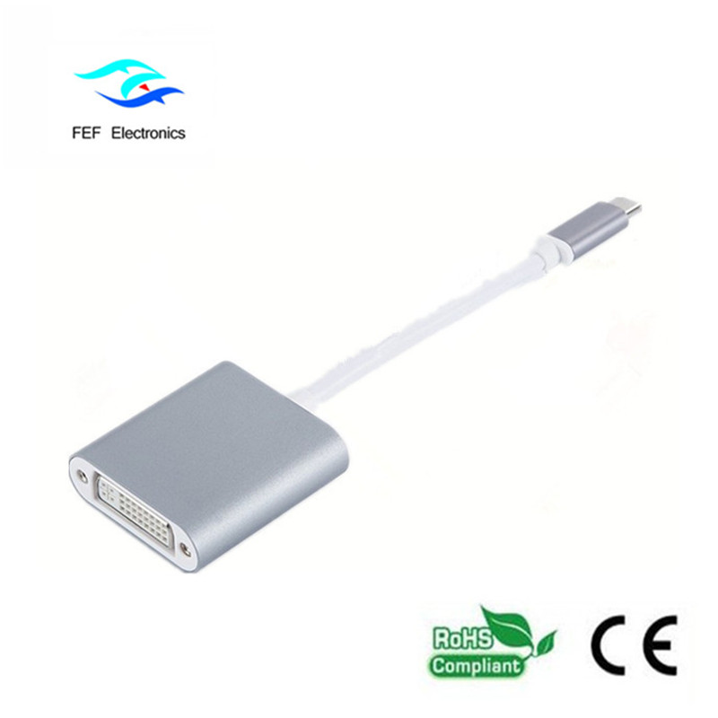 Convertidor USB TYPE-C a DVI hembra ABS carcasa Código: FEF-USBIC-003