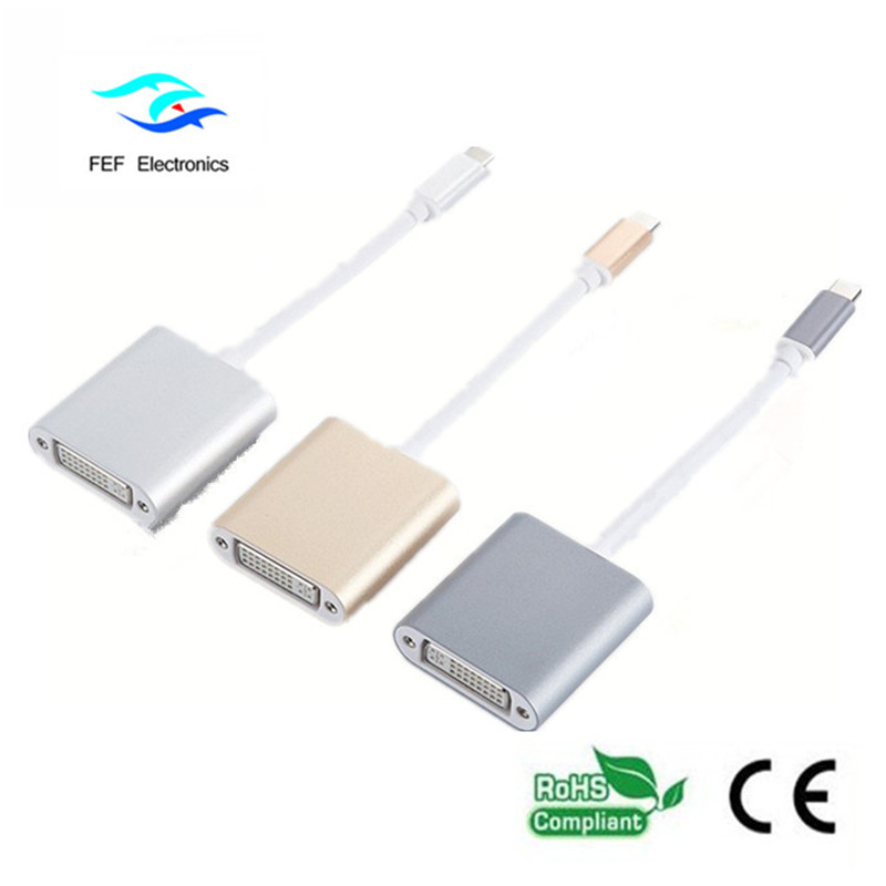 Convertidor USB TYPE-C a DVI hembra ABS carcasa Código: FEF-USBIC-003