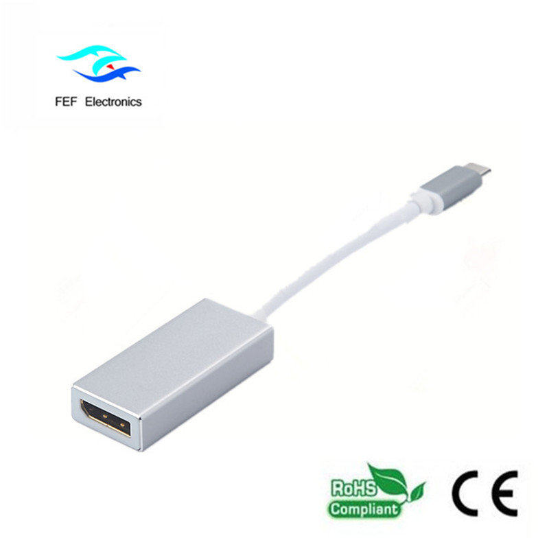 Convertidor USB TYPE-C a Displayport hembra Caja metálica Código: FEF-USBIC-004