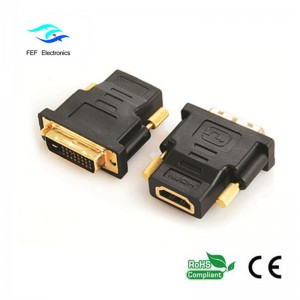 Adaptador DVI (24 + 1) macho a HDMI hembra dorado / niquelado Código: FEF-HD-004